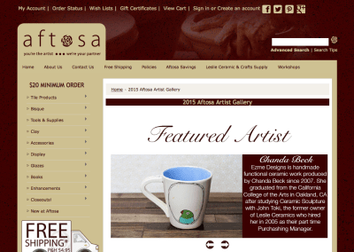 Aftosa.com site with July artist of the month
